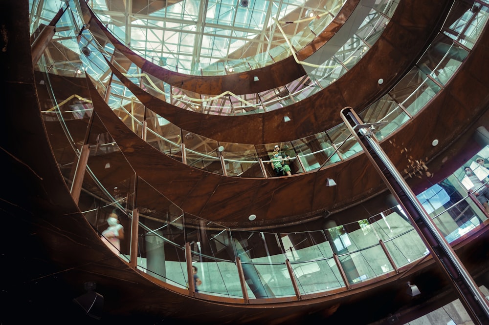 brown and black spiral staircase