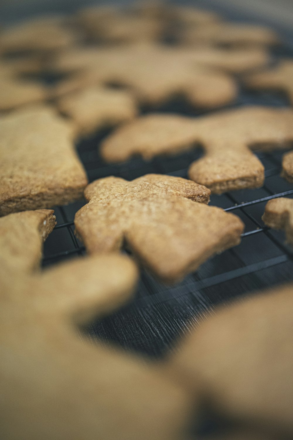 biscuits bruns sur gril en métal noir