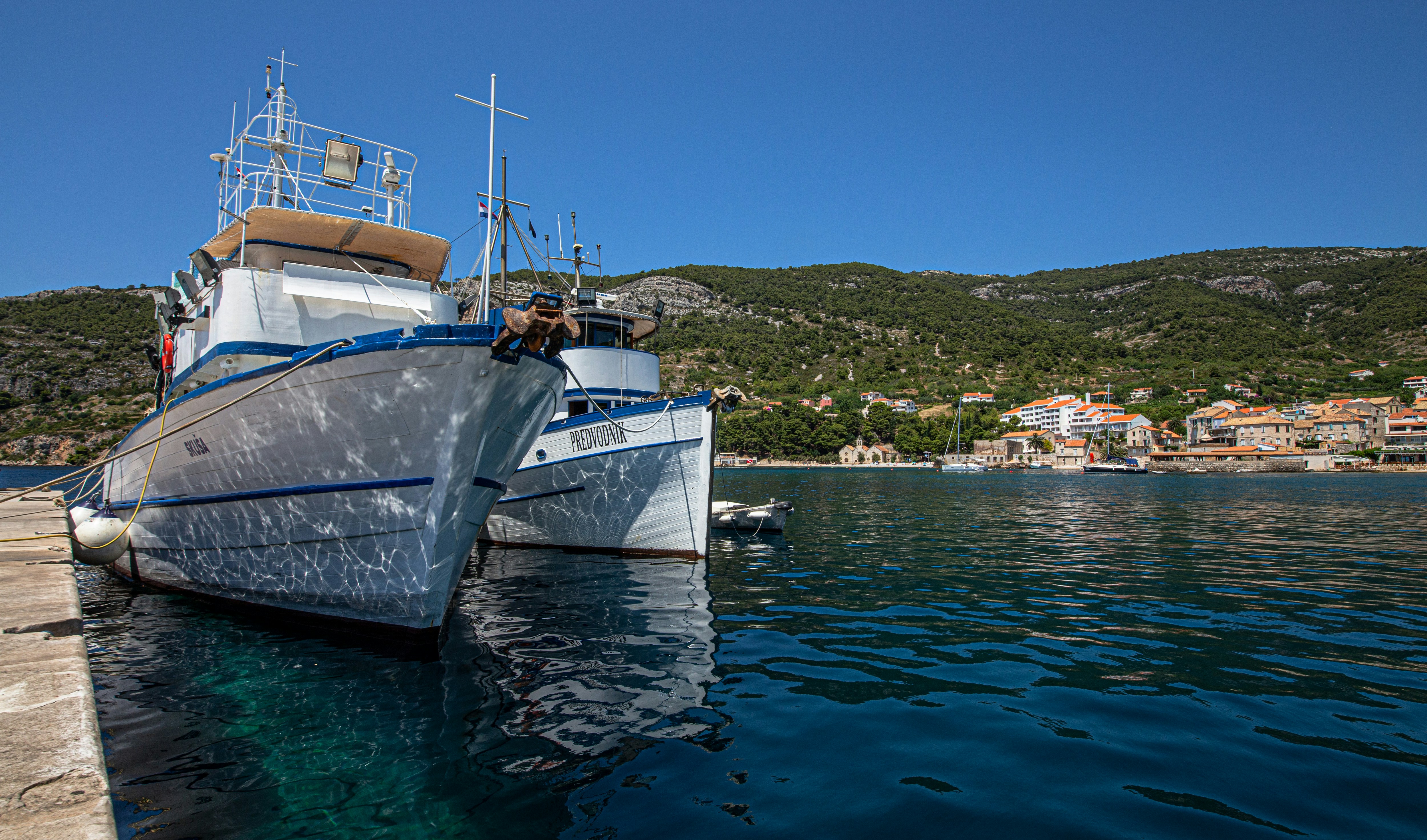 white and blue boat on water during daytime, 