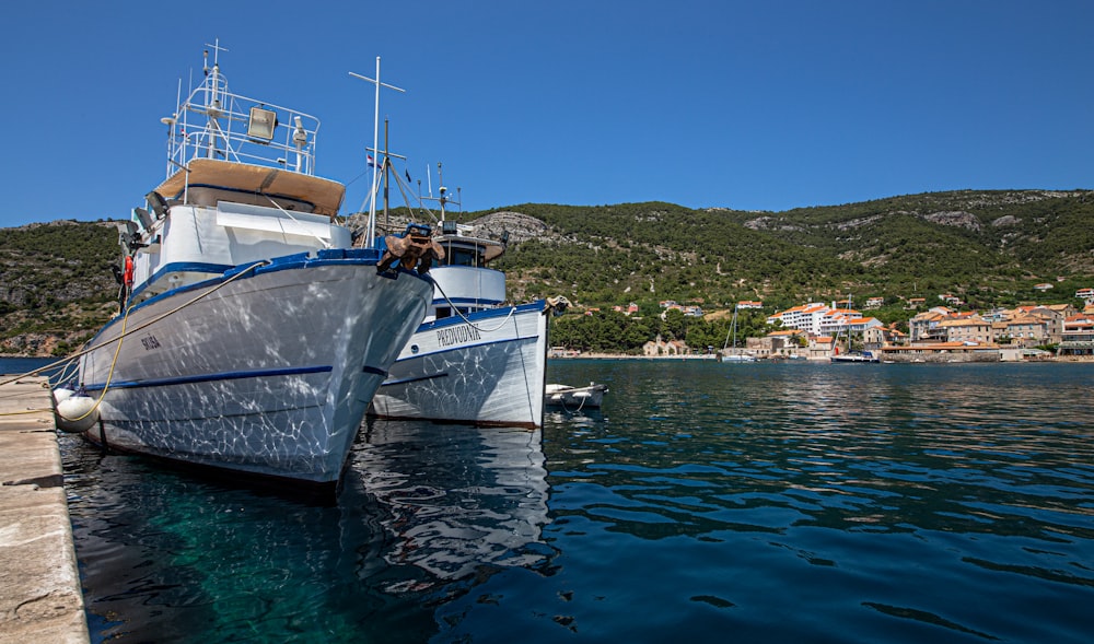 weißes und blaues Boot tagsüber auf dem Wasser