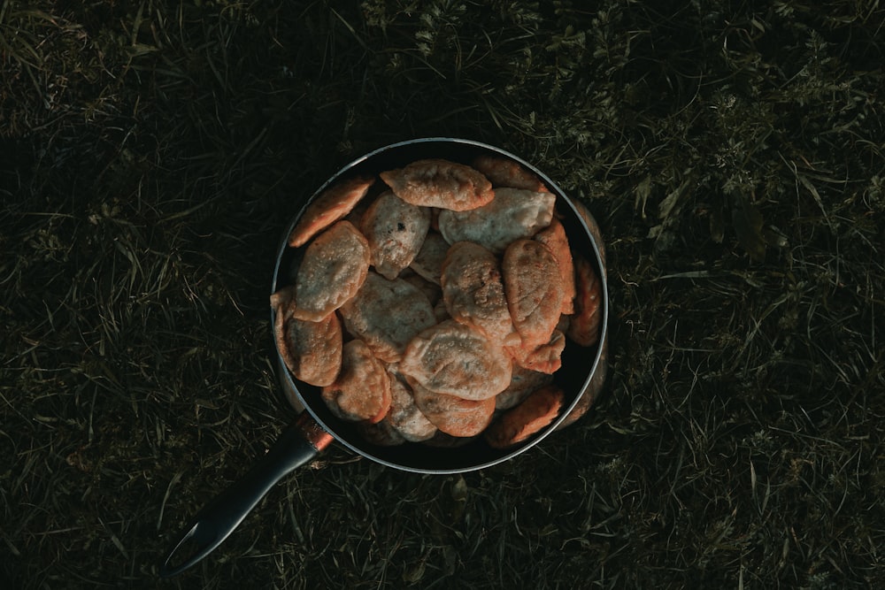 cooked food on black pan