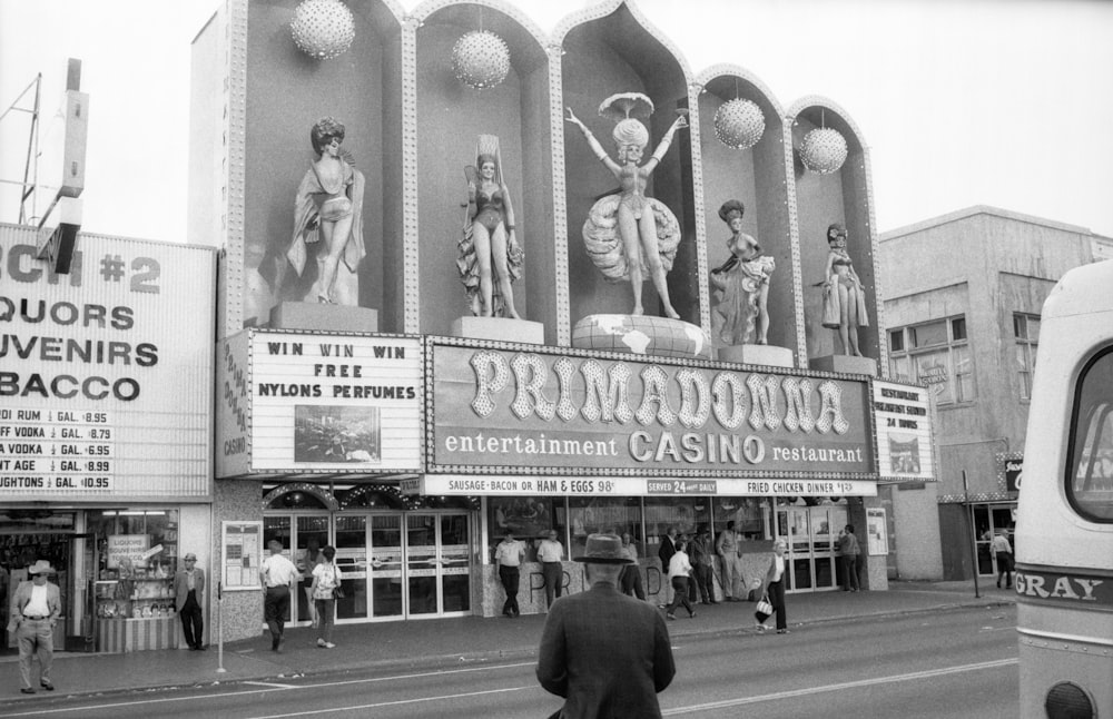 a black and white photo of a movie theater