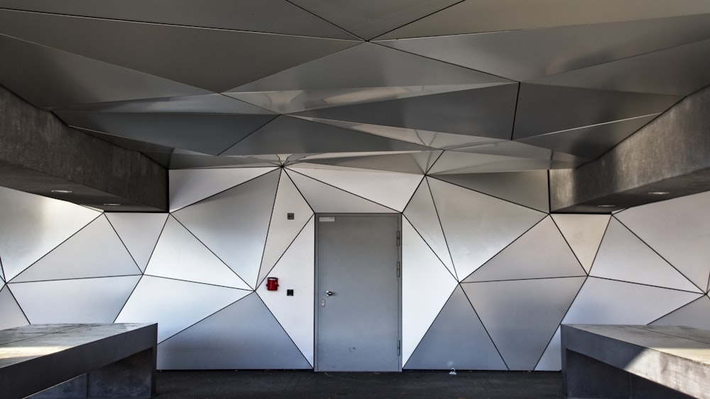 white and black ceiling with light