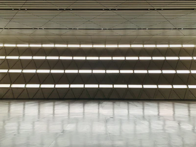 Modern, luxurious interior space sparkling clean with diamond-inspired light reflections.