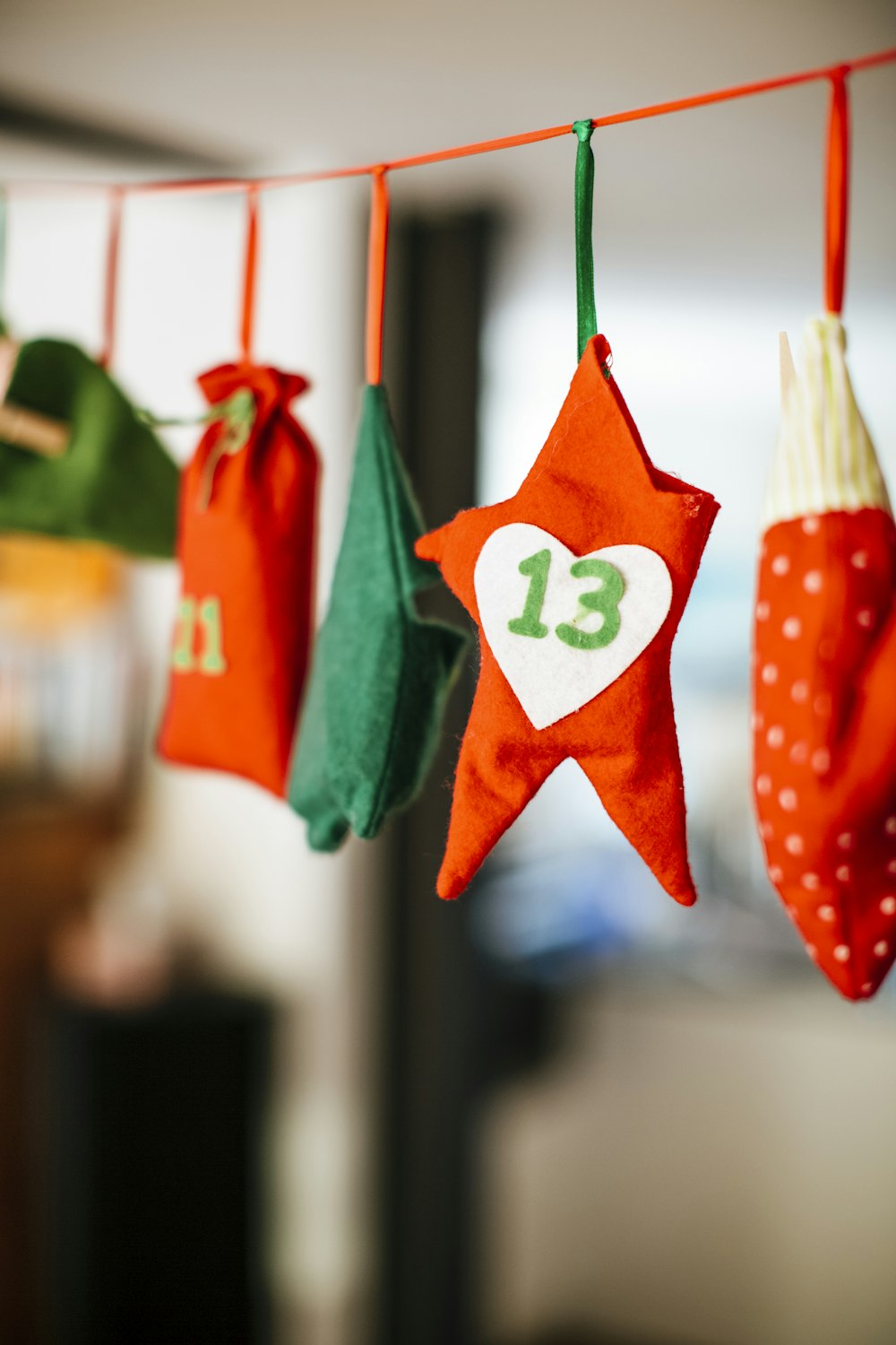 green and red star hanging decor