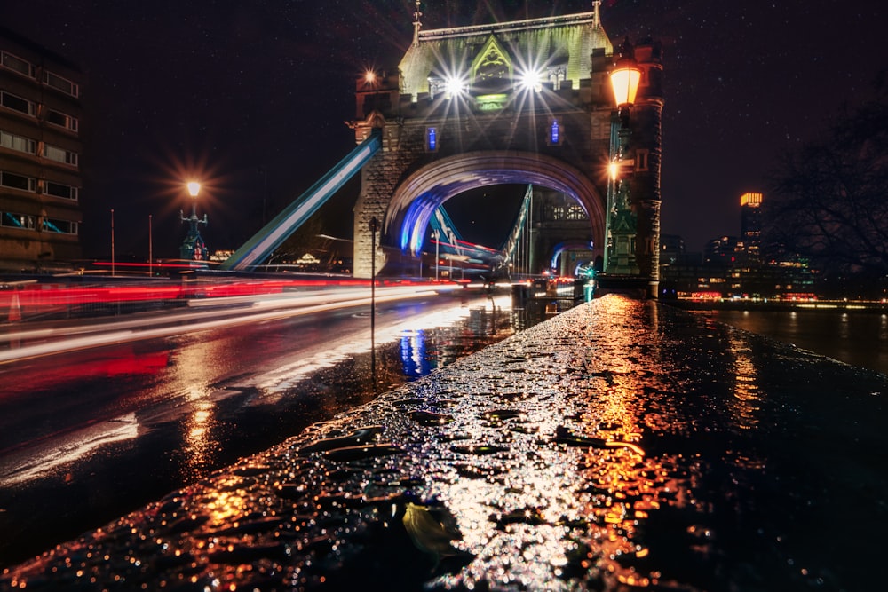 time lapse photography of cars on road during night time