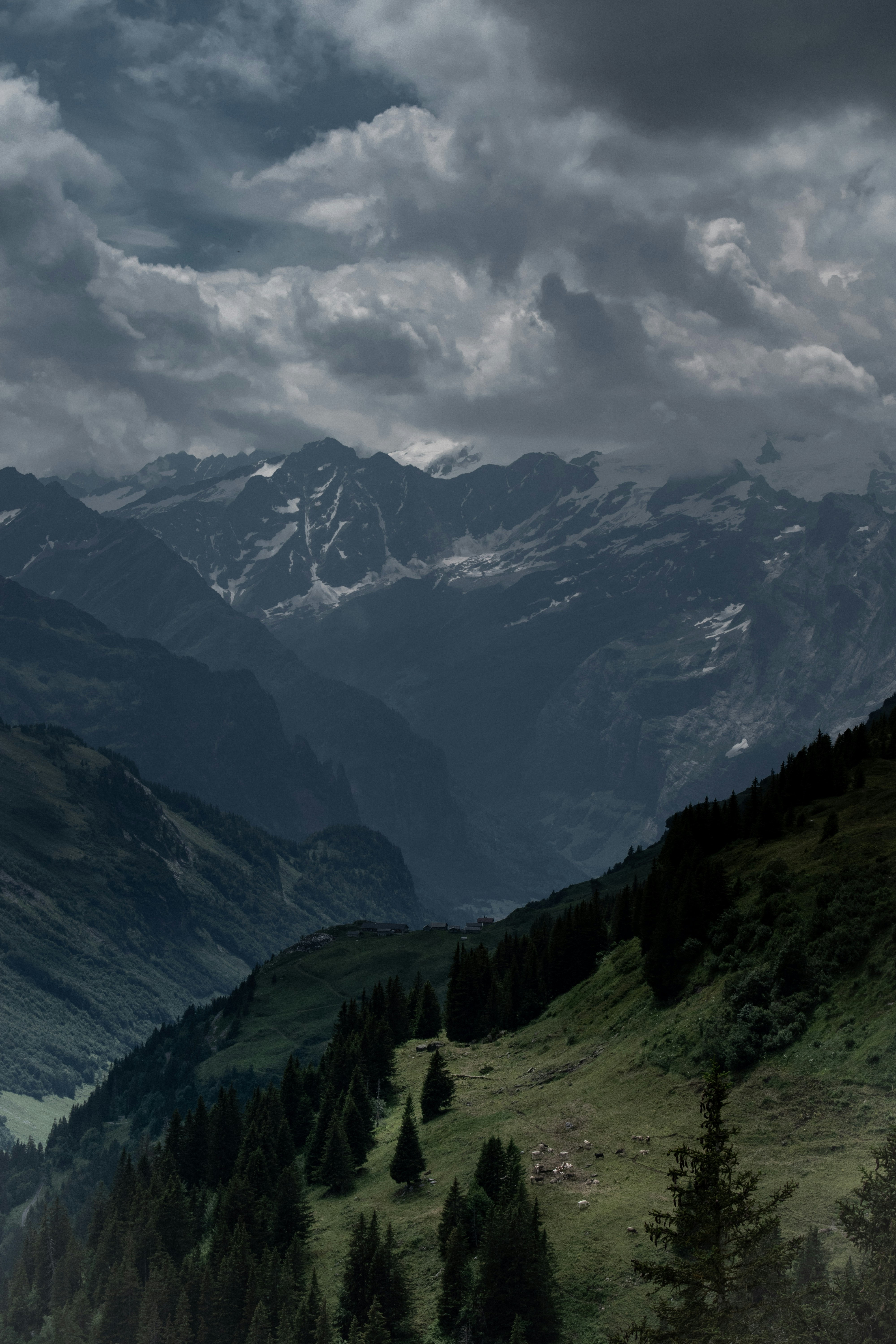 Foto de montañas verdes y negras