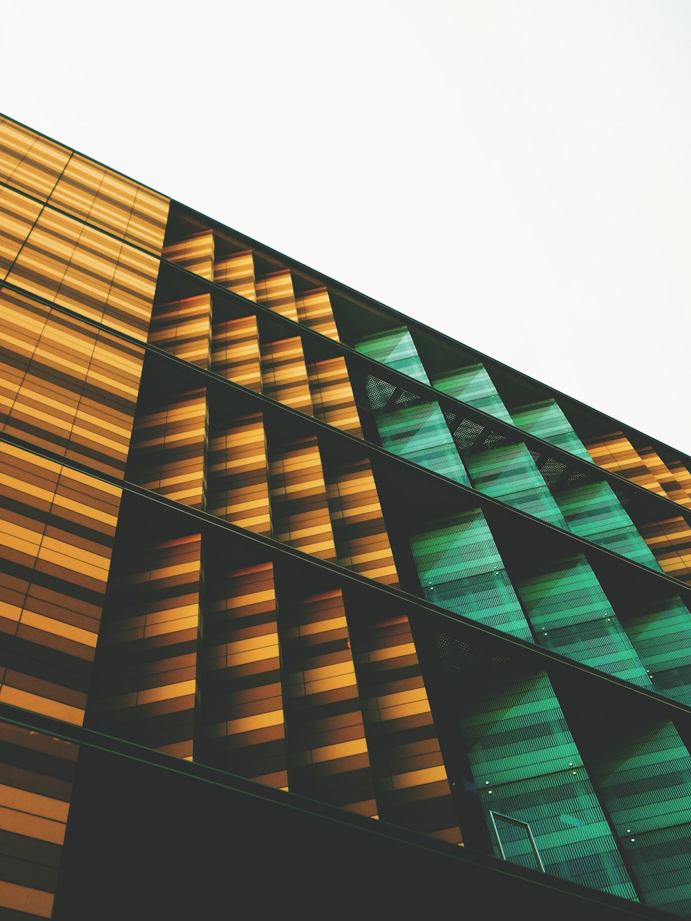 brown and blue concrete building