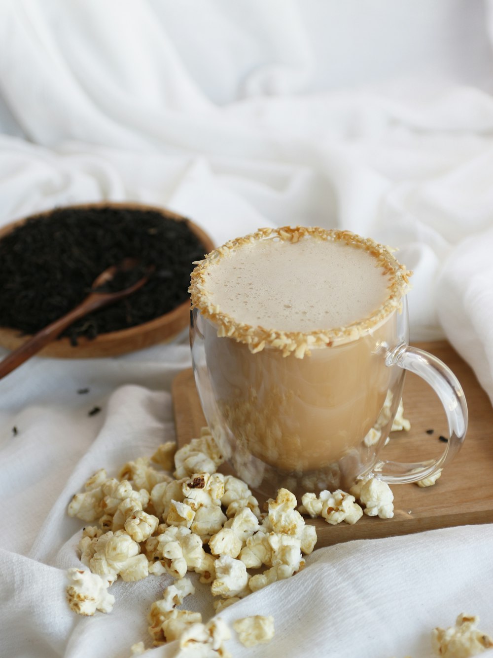 white ceramic mug on brown wooden tray