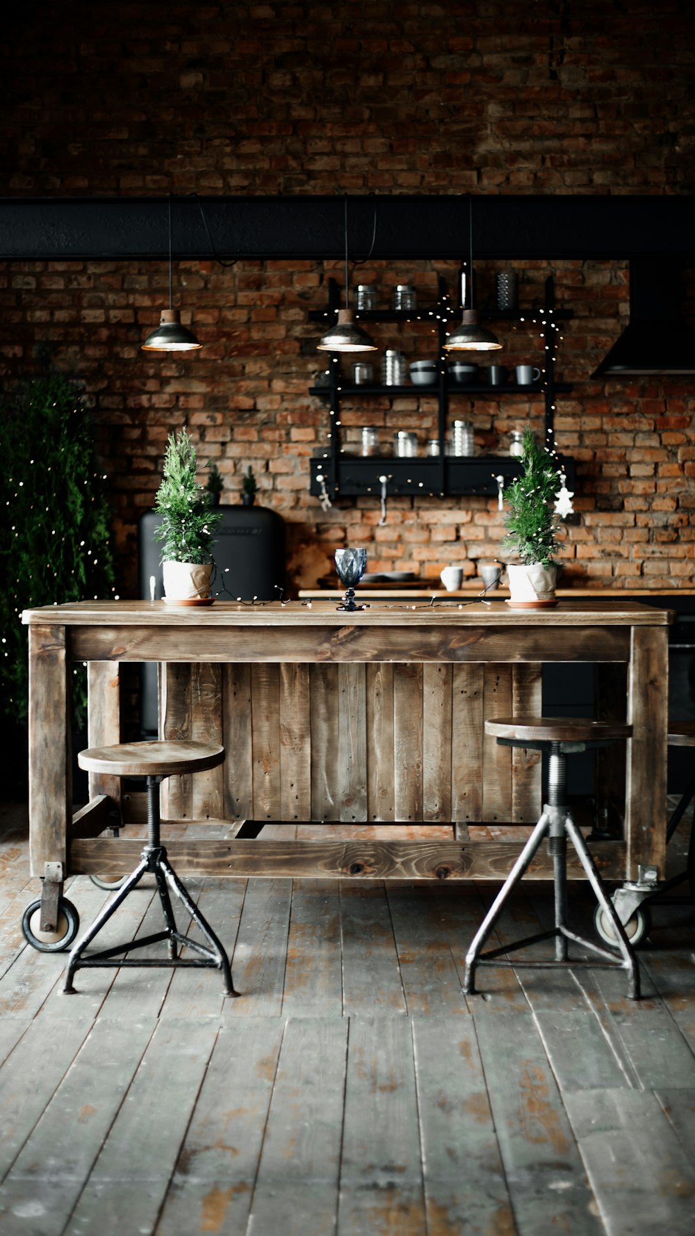 brown wooden table with chairs