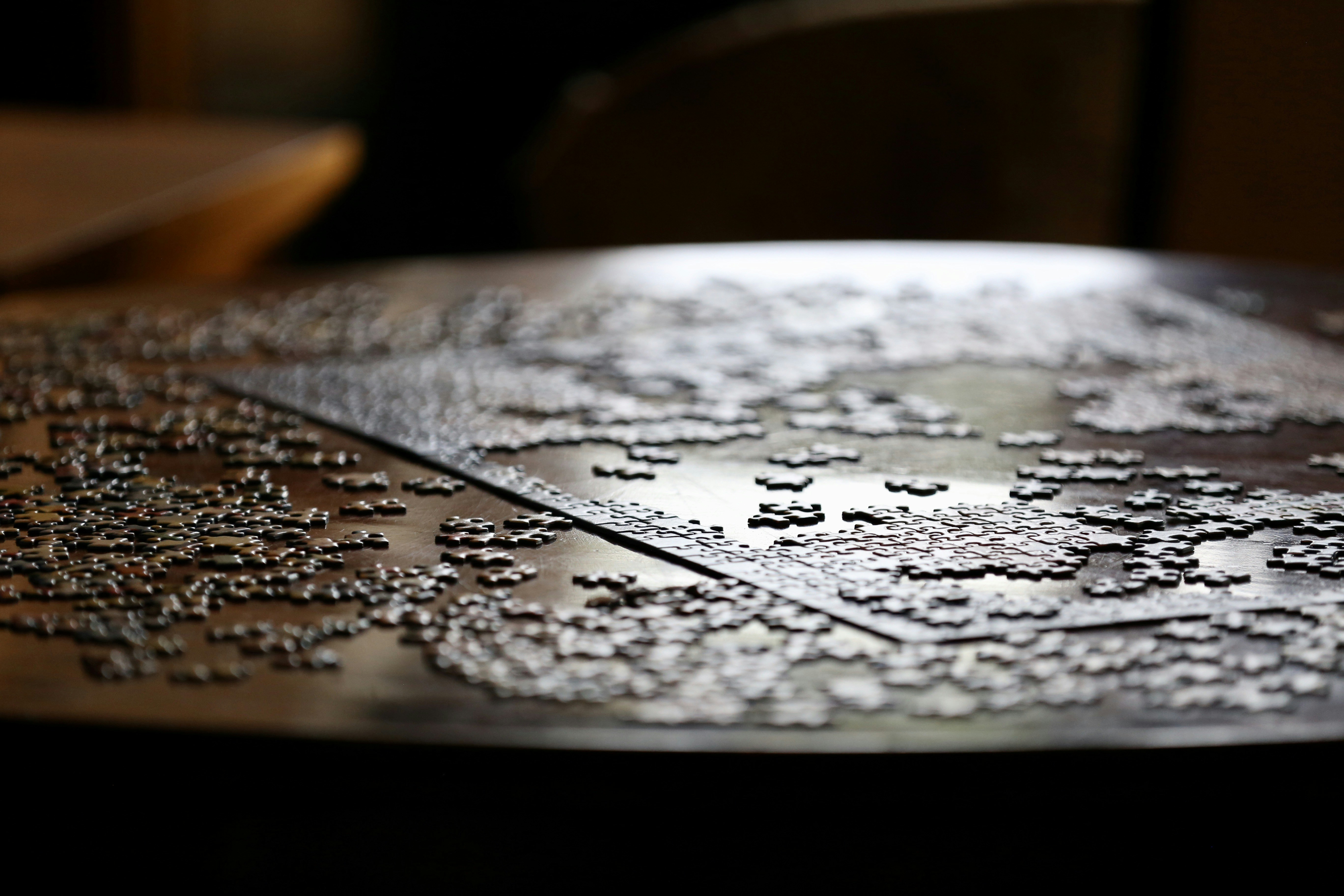 Jigsaw puzzle on table