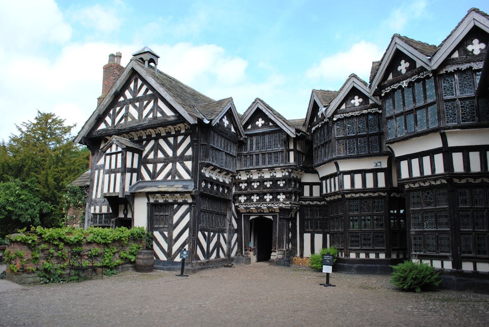 black and white wooden house