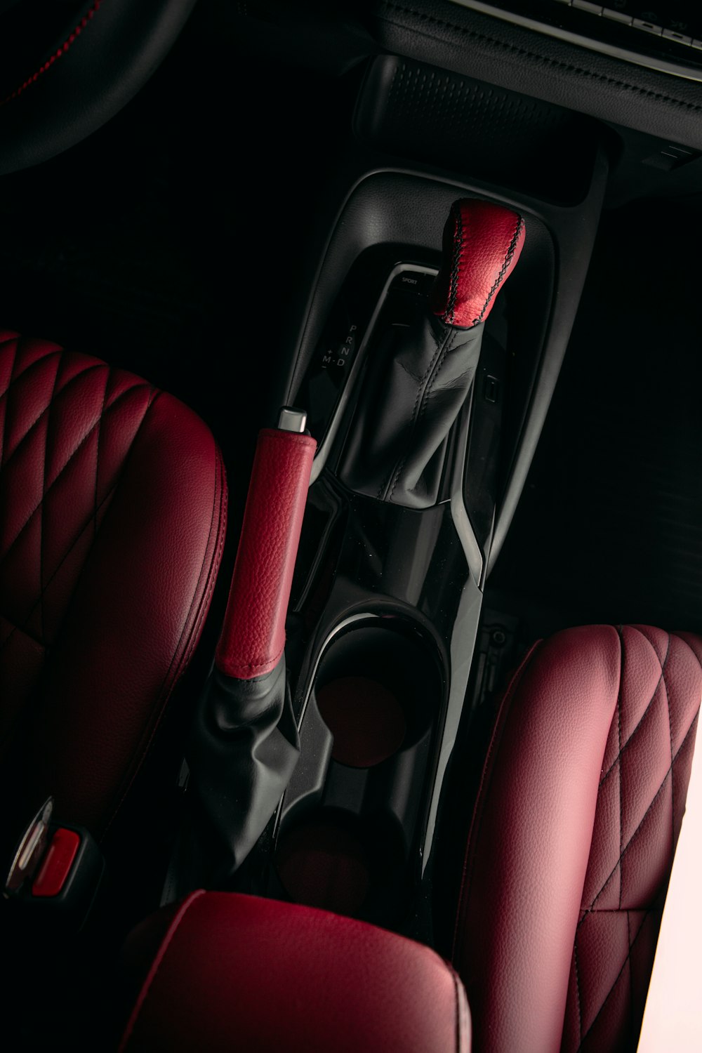 red and black car seat