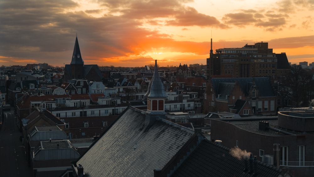 white and brown concrete buildings during sunset