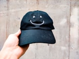 black and white baseball cap