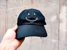 black and white baseball cap