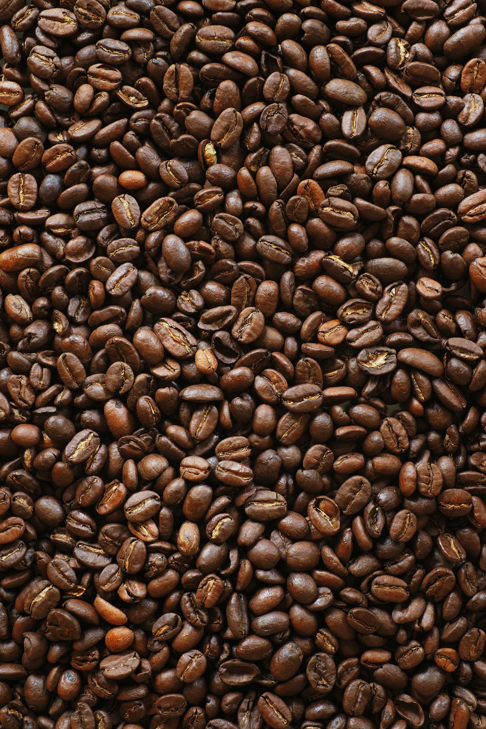 braune Kaffeebohnen auf schwarzer Oberfläche
