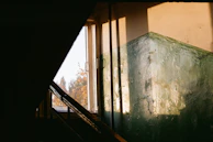 Detailed shot of freshly painted walls gleaming under natural light indoors.