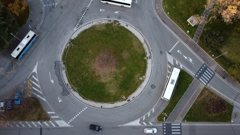 aerial view of green grass field