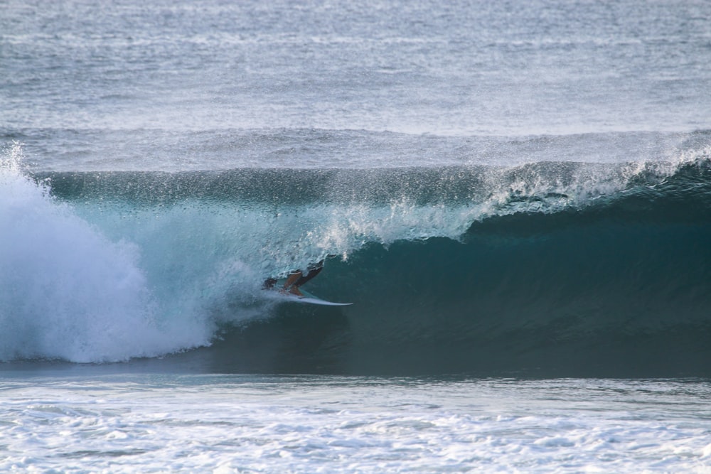 person surfing on sea waves during daytime