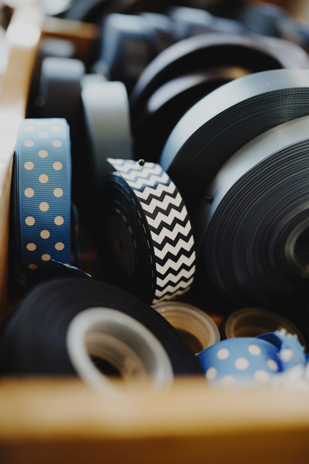 blue and white polka dot textile