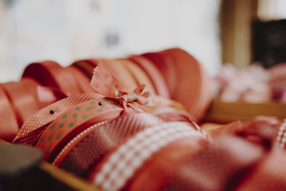 orange and white stripe textile