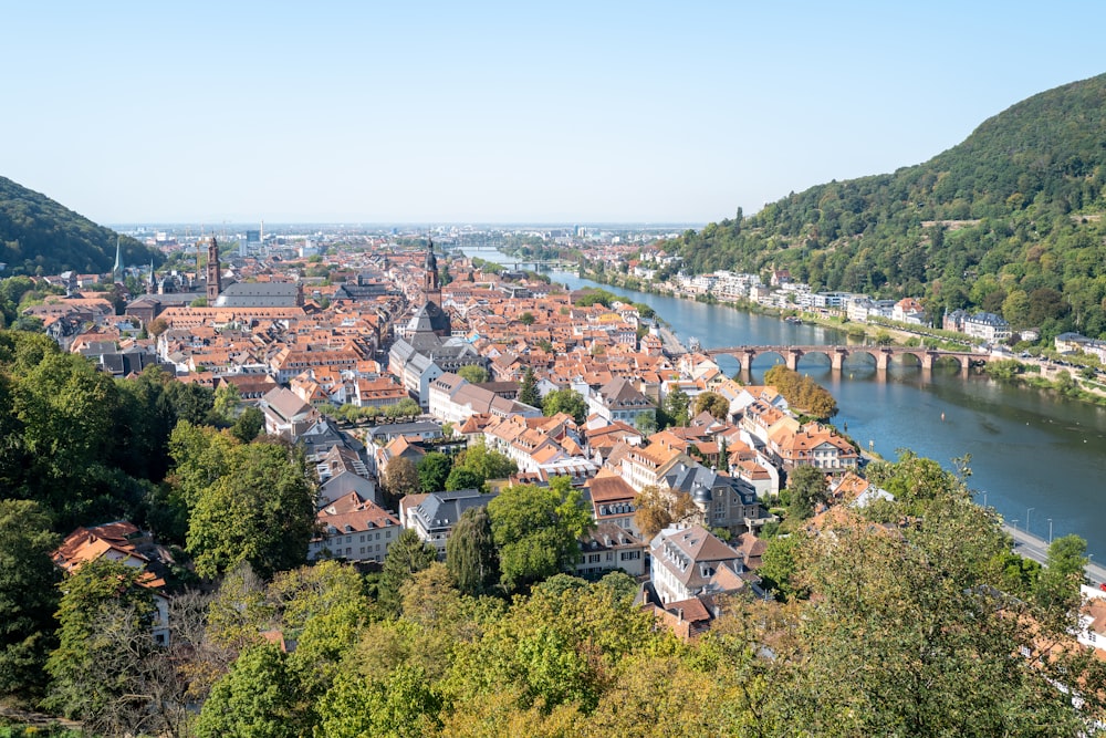 aerial view of city near river during daytime