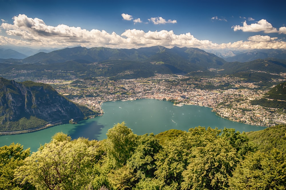 Alberi verdi vicino al lago blu sotto il cielo blu durante il giorno