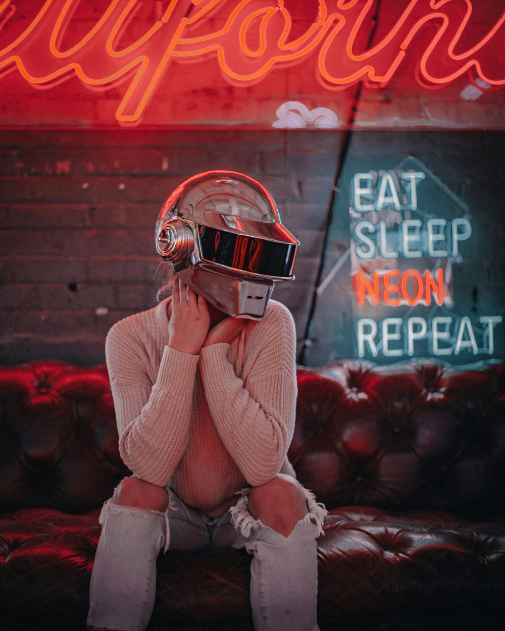 woman in white long sleeve shirt wearing helmet