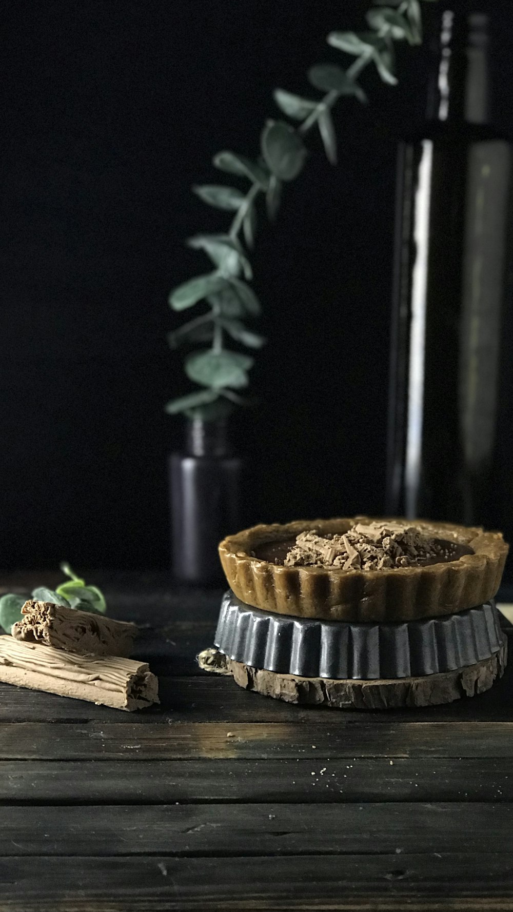 brown chocolate cake on brown wooden table