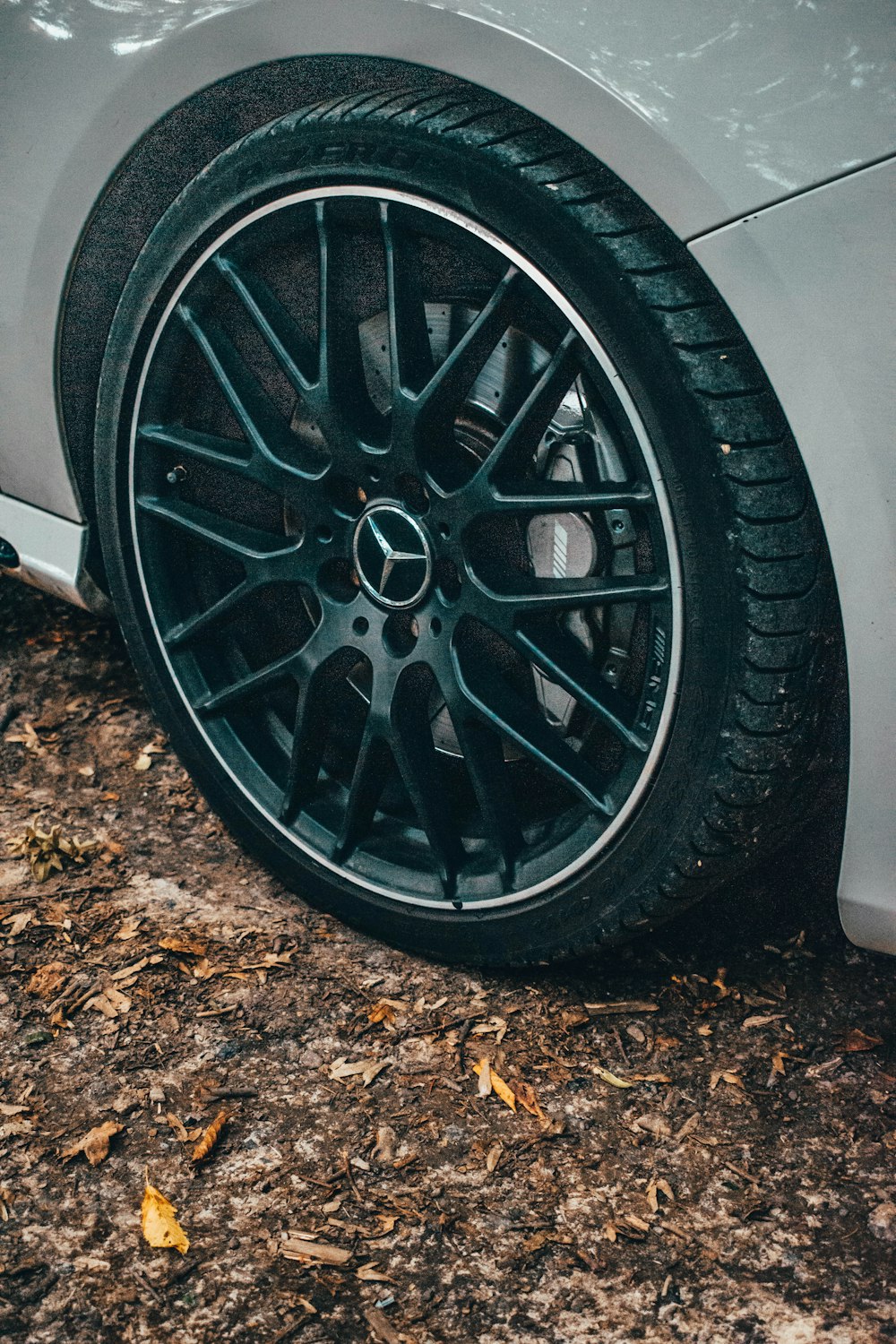 black and silver car wheel