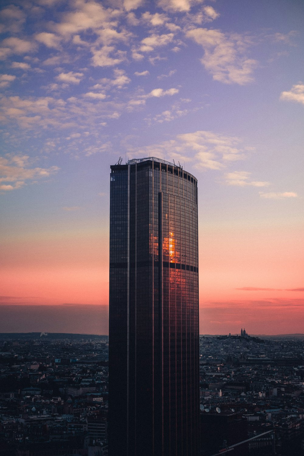 high rise building during sunset