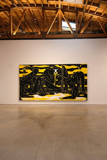black and yellow abstract painting