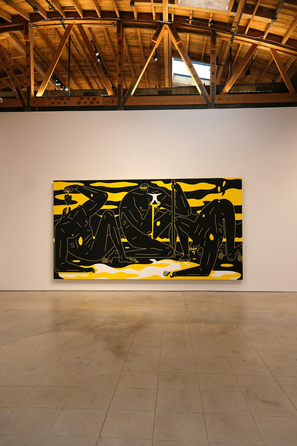 pintura abstrata em preto e amarelo