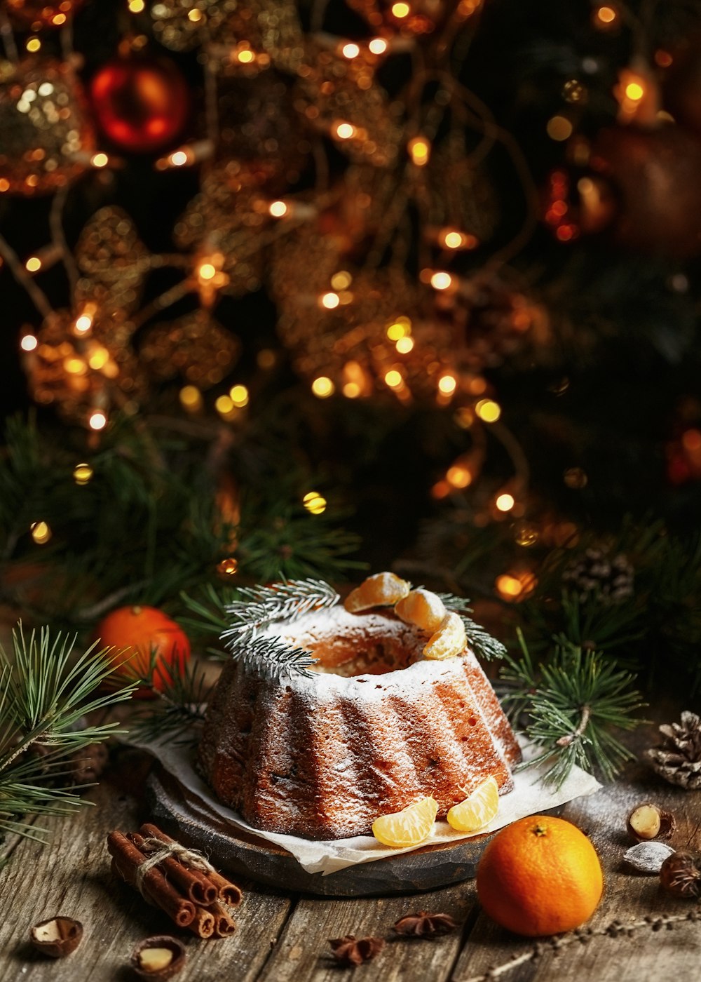 brown and white cake on white textile