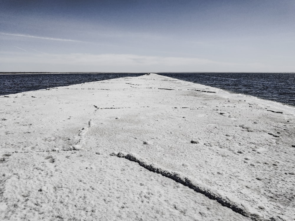 a large expanse of ice on a body of water