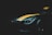 The image captures a sleek, metallic sports car with a prominent yellow racing stripe running down its dark body. The focus is on the front part of the car, highlighting its headlight and grille detail against a dimly lit background that emphasizes its contours.