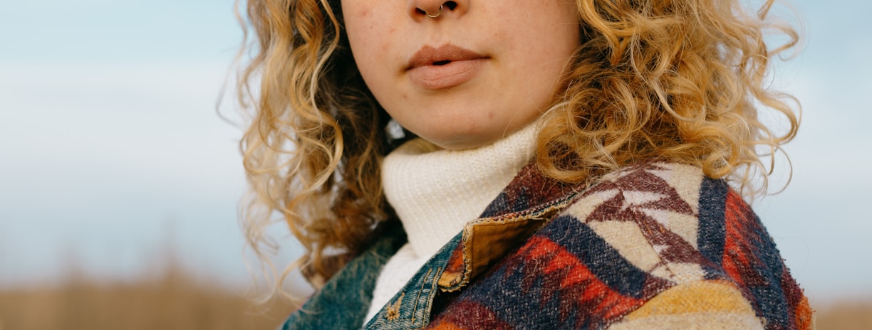 woman in blue denim jacket