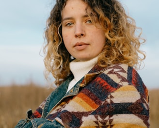 woman in blue denim jacket