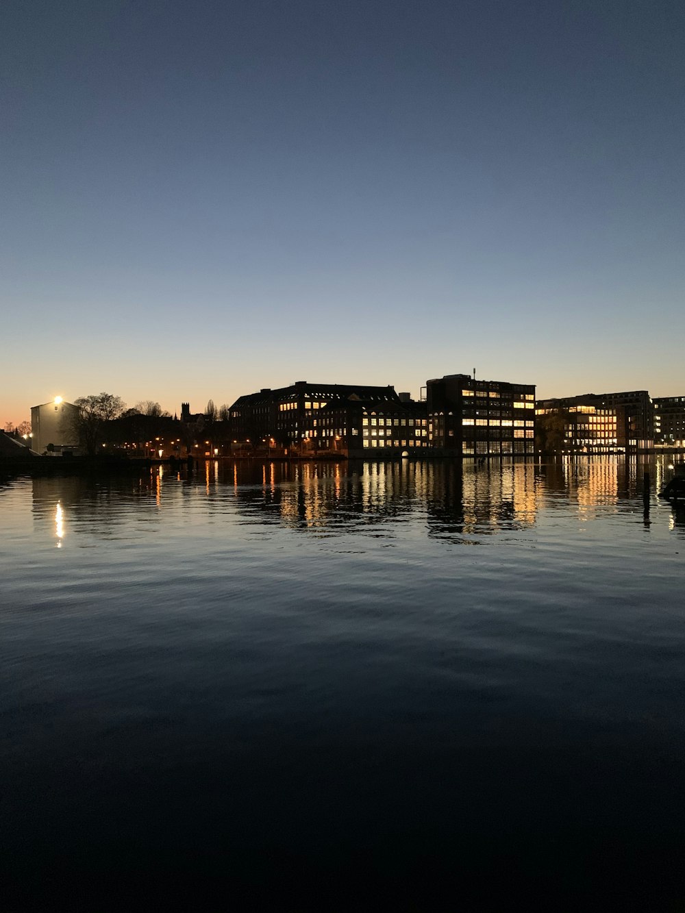 city skyline during night time