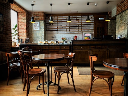brown wooden table and chairs