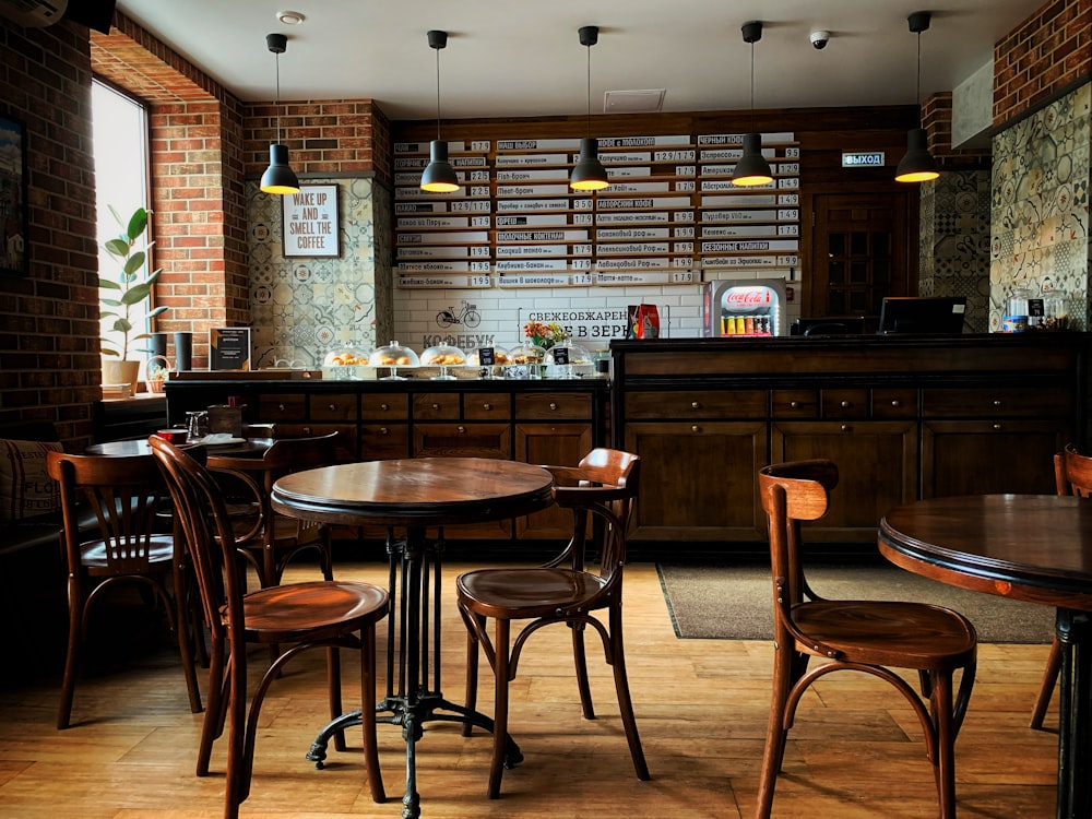 brown wooden table and chairs