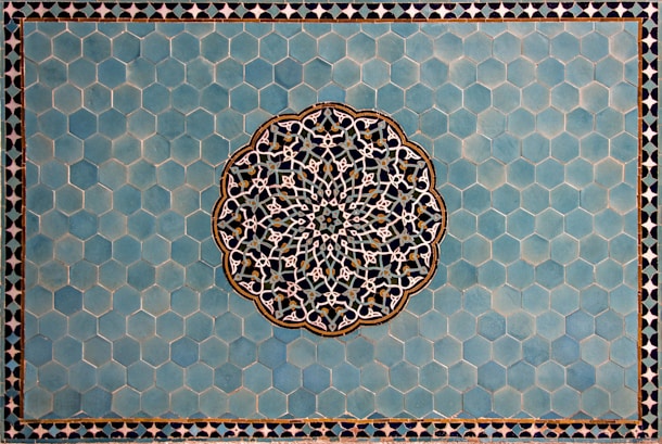 blue and white floral textile