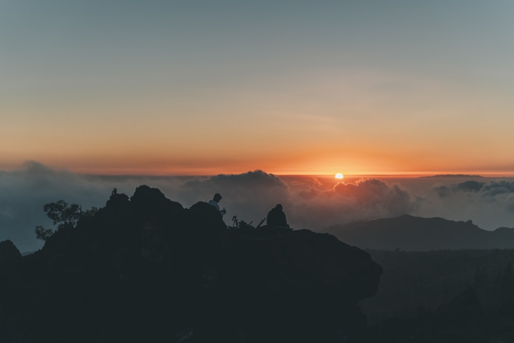 silhouette of mountain during sunset