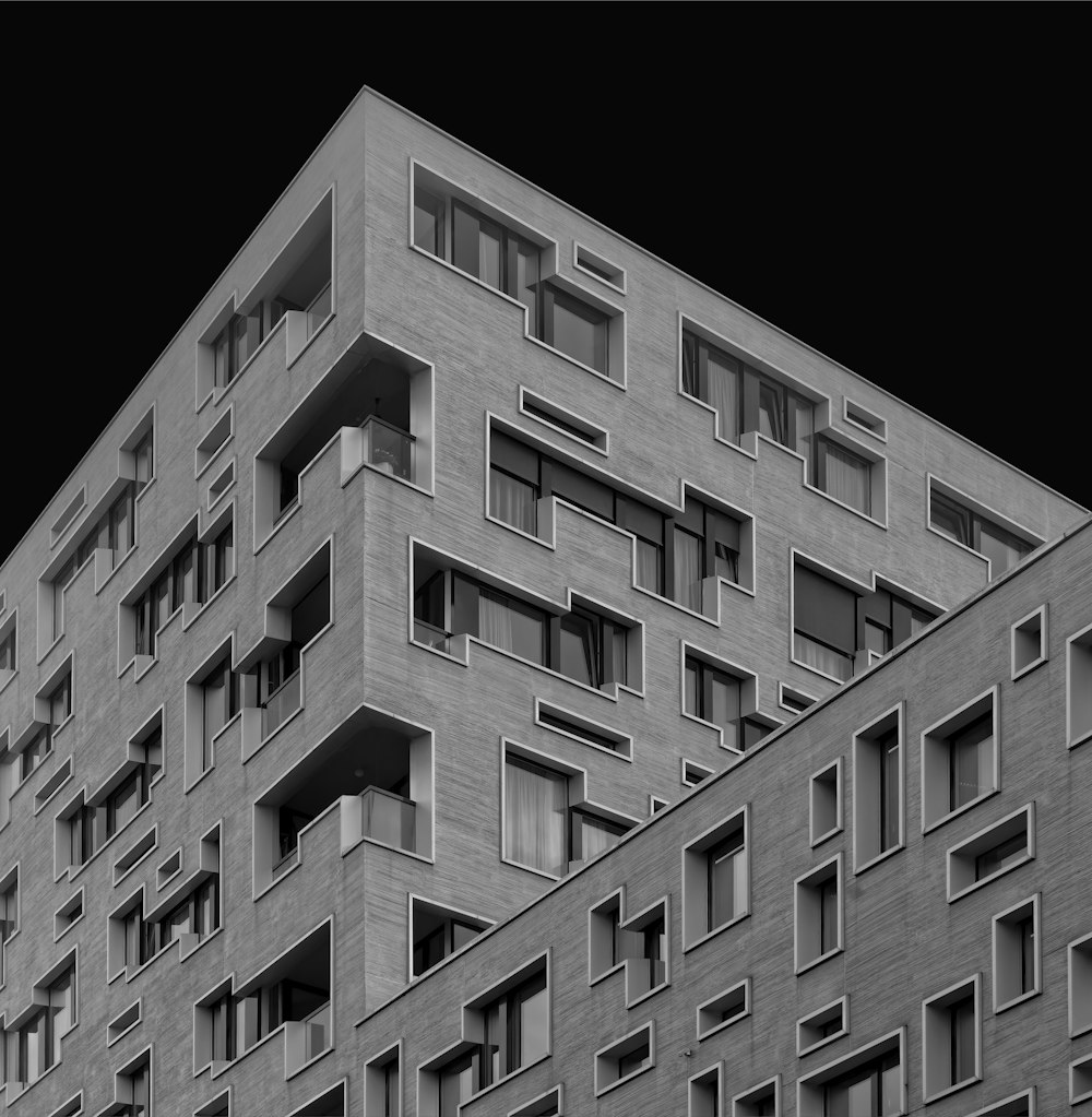 grayscale photo of concrete building