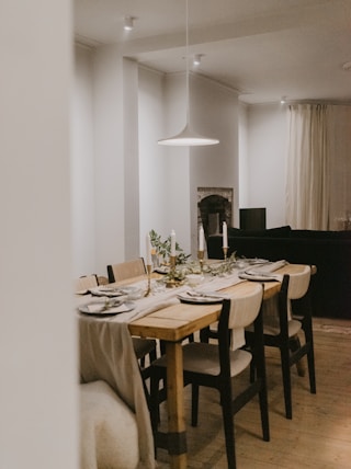 dining table with chairs and table