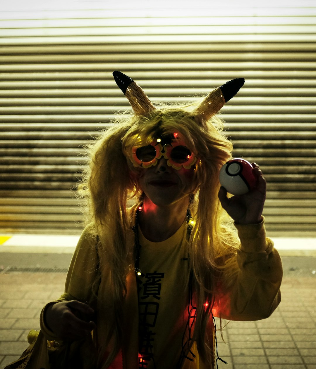 woman in black leather jacket wearing red sunglasses