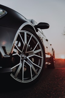 black and silver car wheel