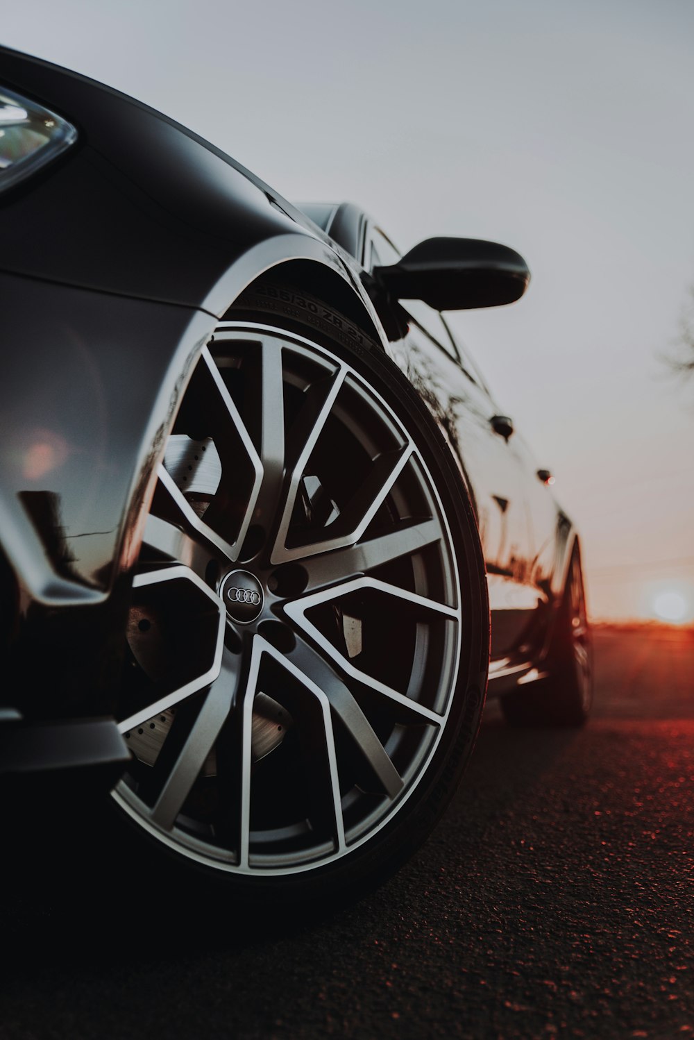 black and silver car wheel