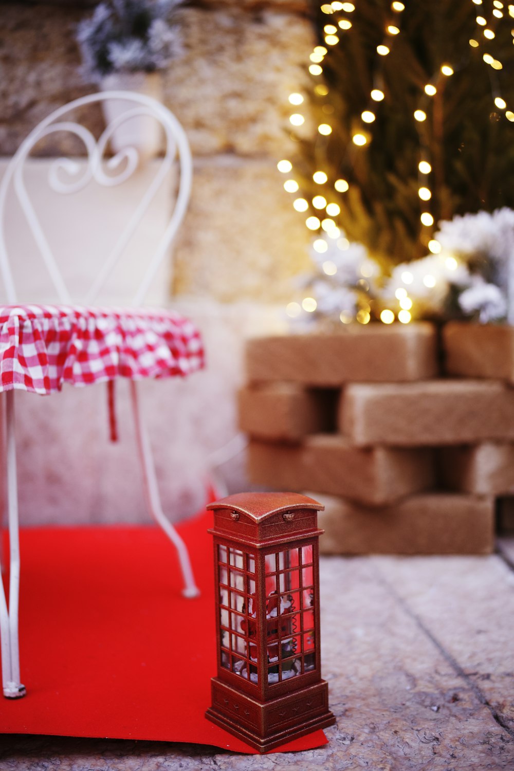 brown wooden house miniature on table